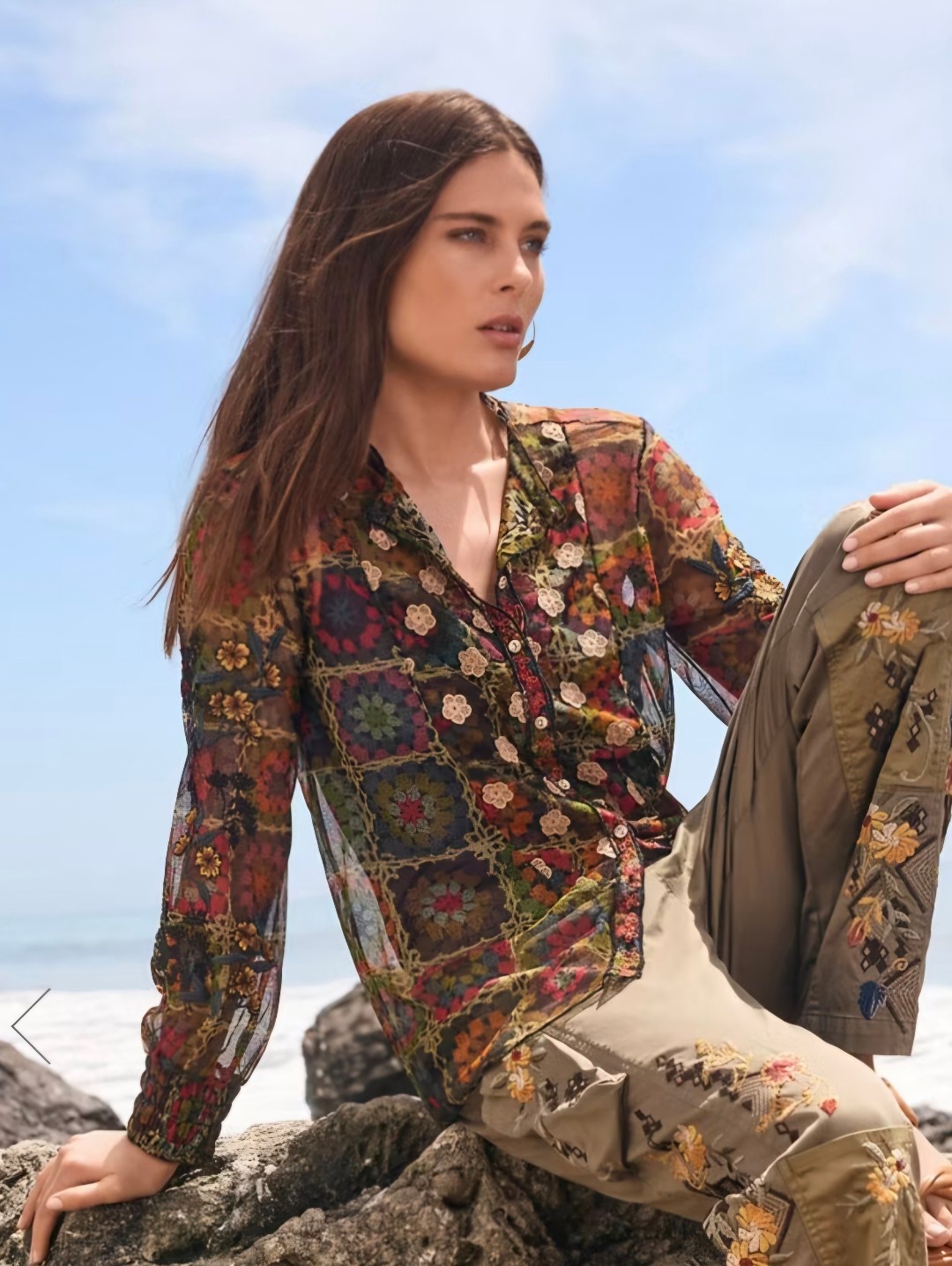Johnny Was Nwt Flavie Mesh Blouse Xxs Retails $248